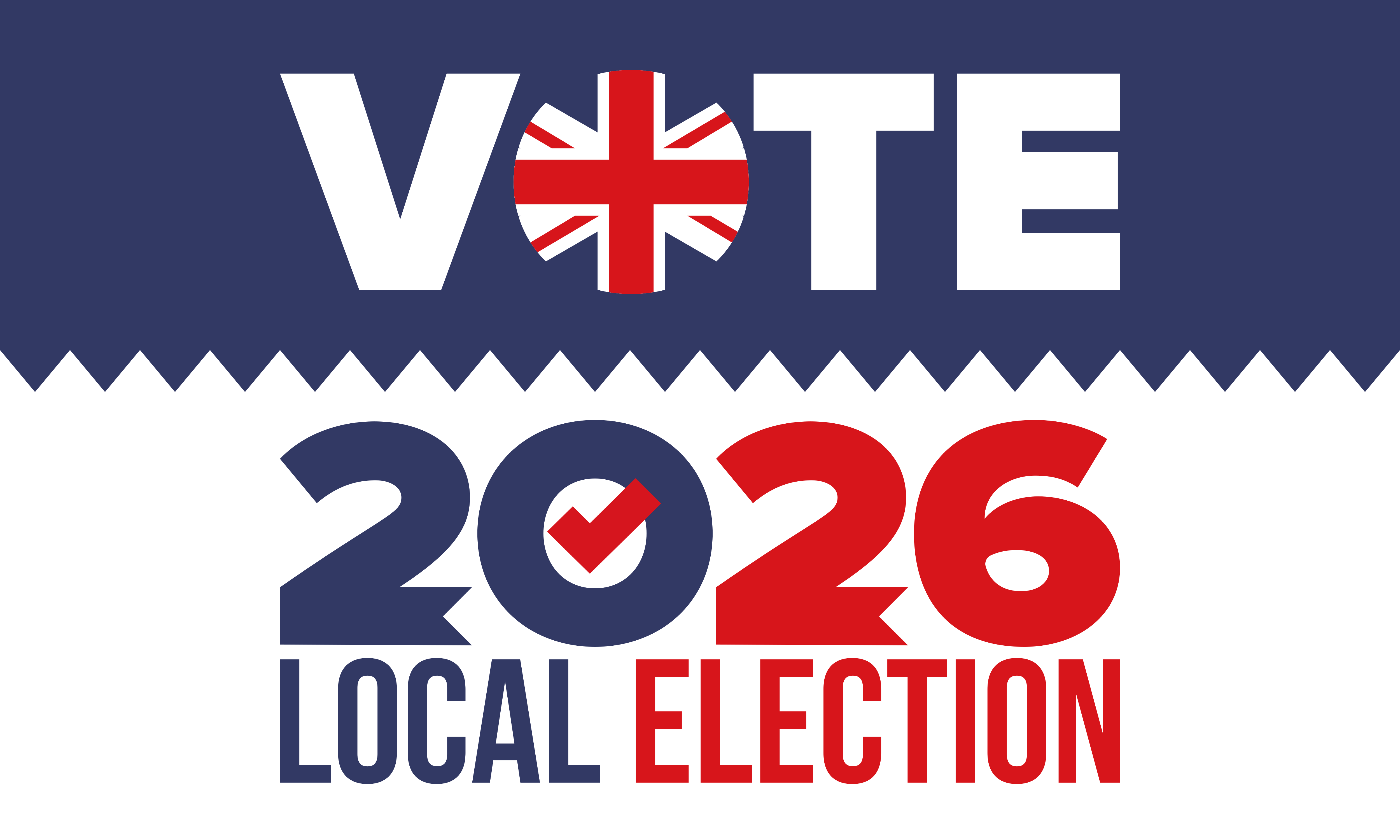 Vote 2026 local election with uk flag
