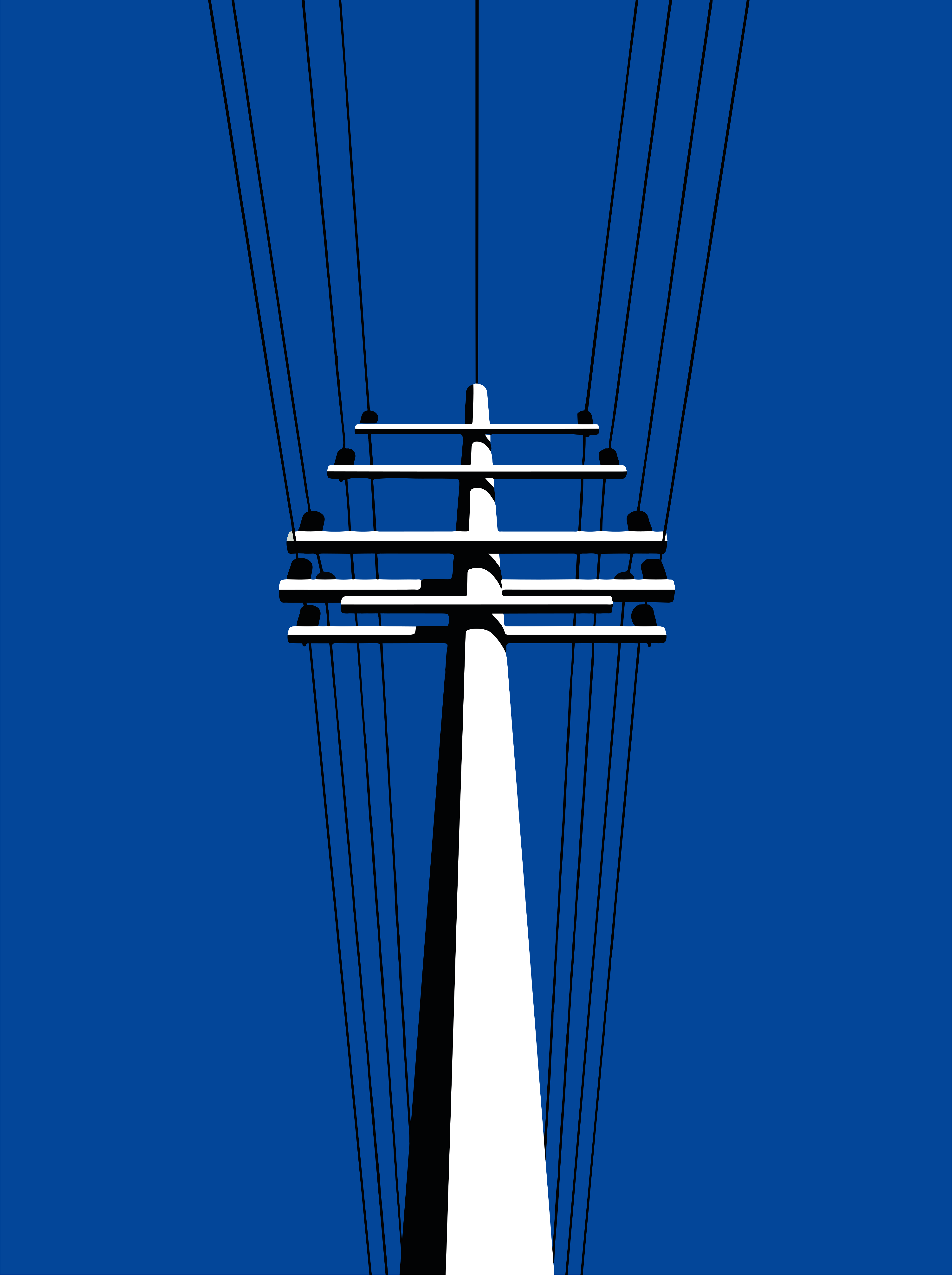 Un palo bianco contro un cielo azzurro brillante.