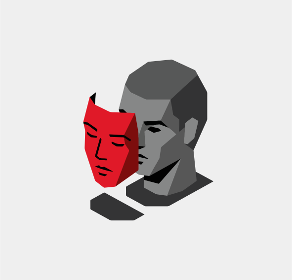 Man with a red mask covering his face