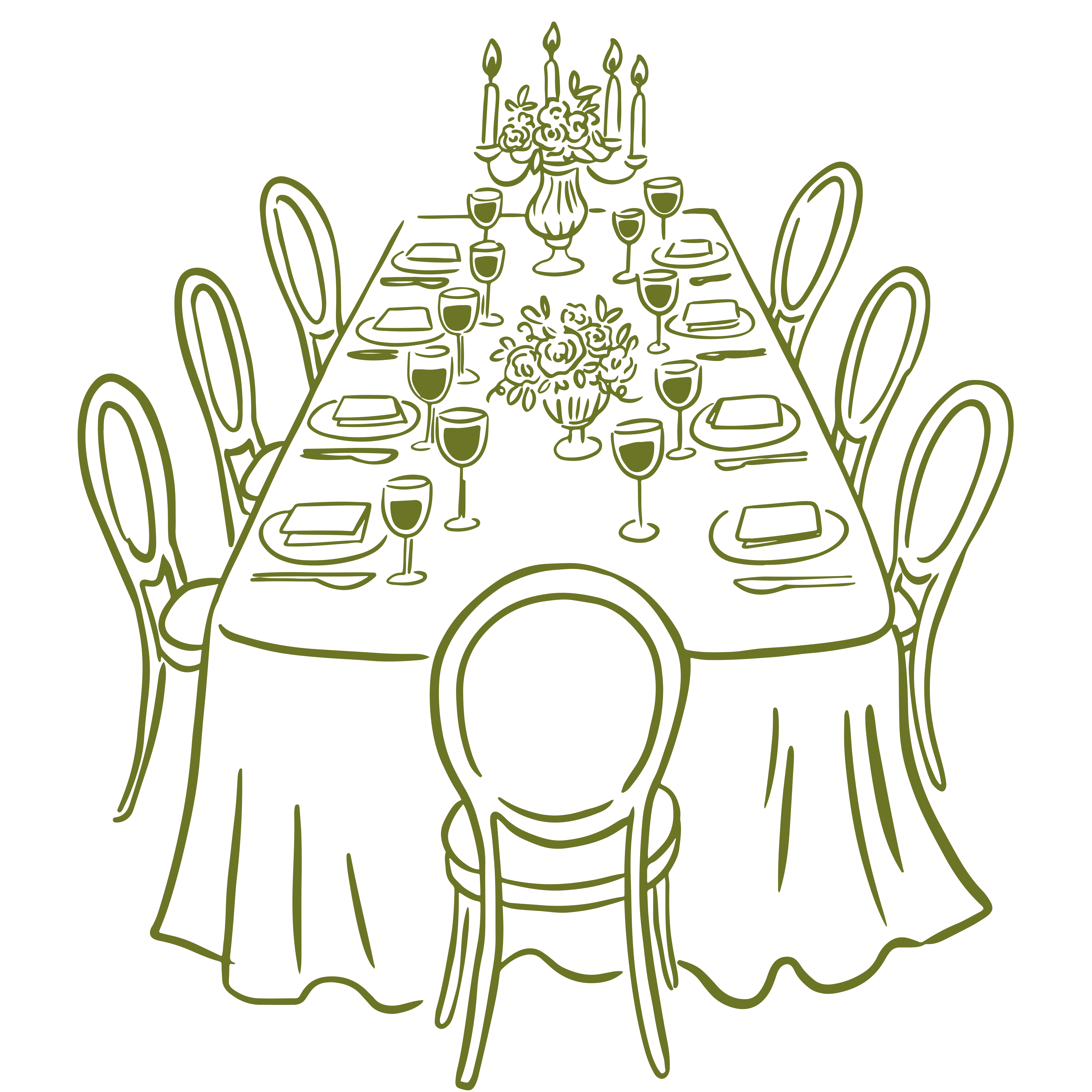 A formal dining table set for a special occasion.