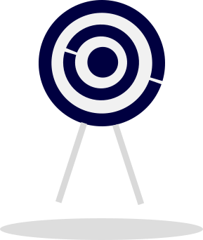 台に置かれた濃紺と白の的