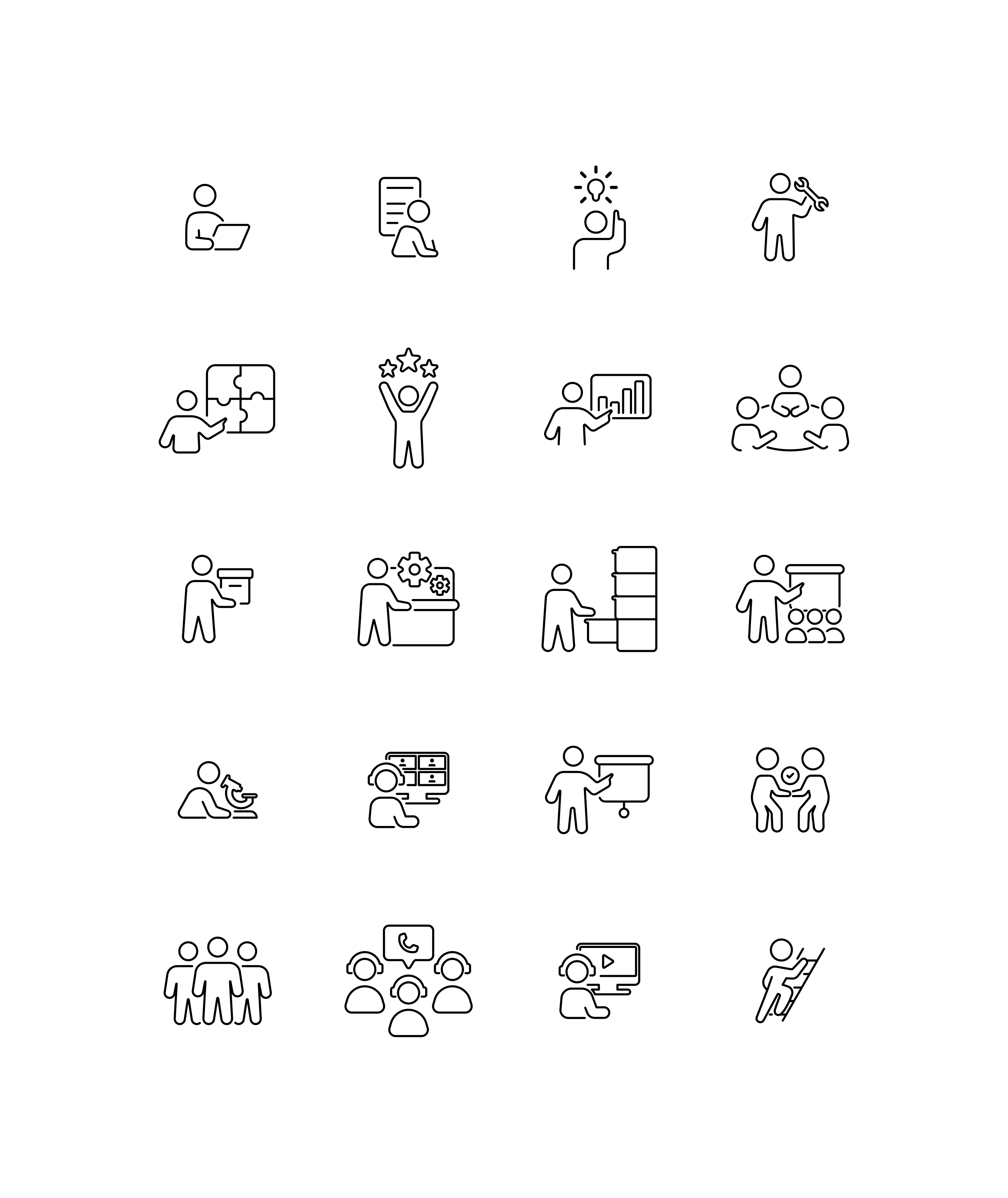Sammlung von Icons für Geschäftskonzeptzeilen.