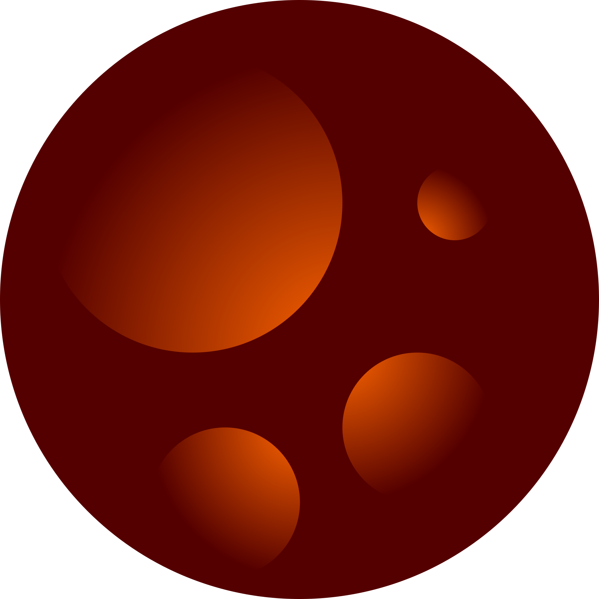 A dark red sphere with lighter red circular shapes.