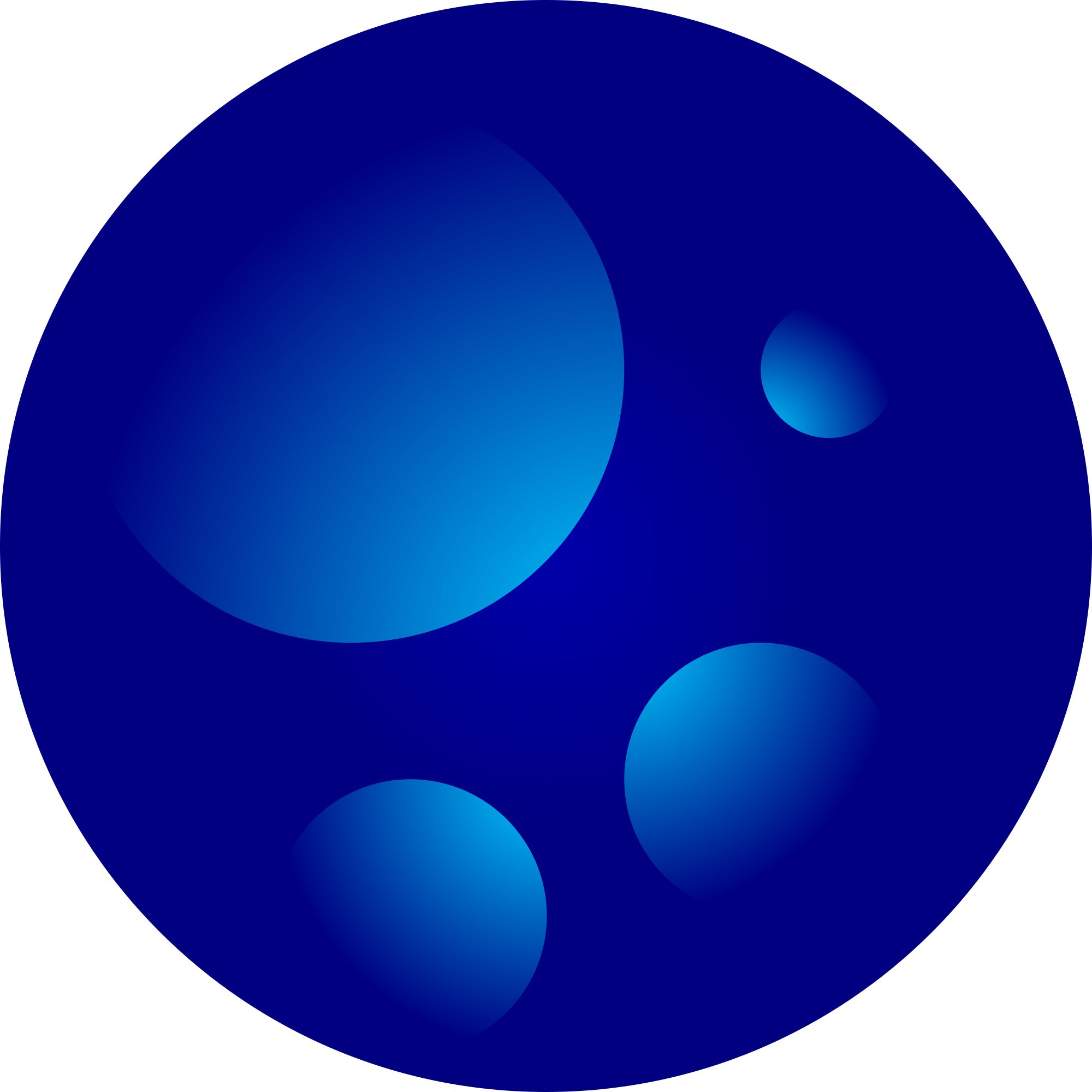 Un cerchio blu scuro con cerchi blu più chiaro all'interno.