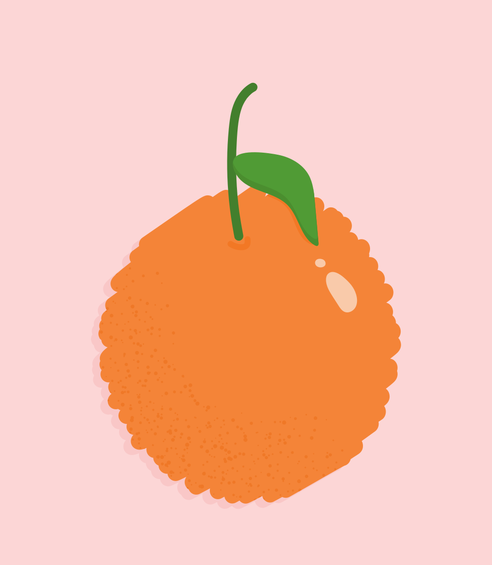 녹색 줄기와 잎이 있는 질감 있는 주황색.