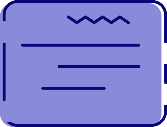 青と紫の長方形のカードで、線が入った。