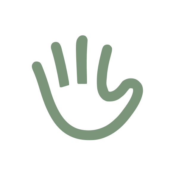 Un icono verde sencillo con la mano sobre fondo blanco