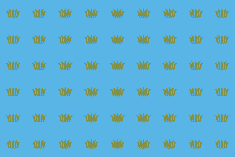 Green grass pattern on a blue background