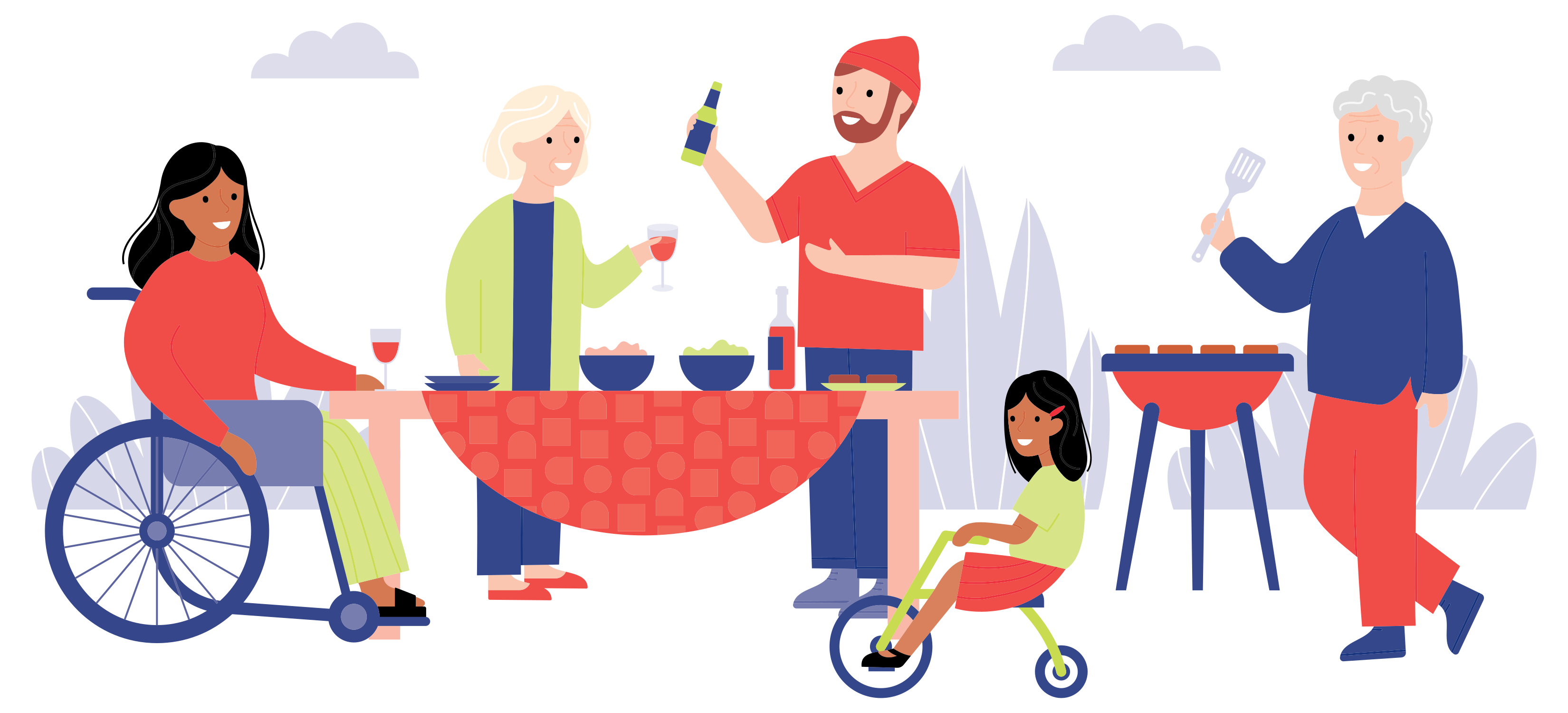 Diverse group enjoying a barbecue picnic together