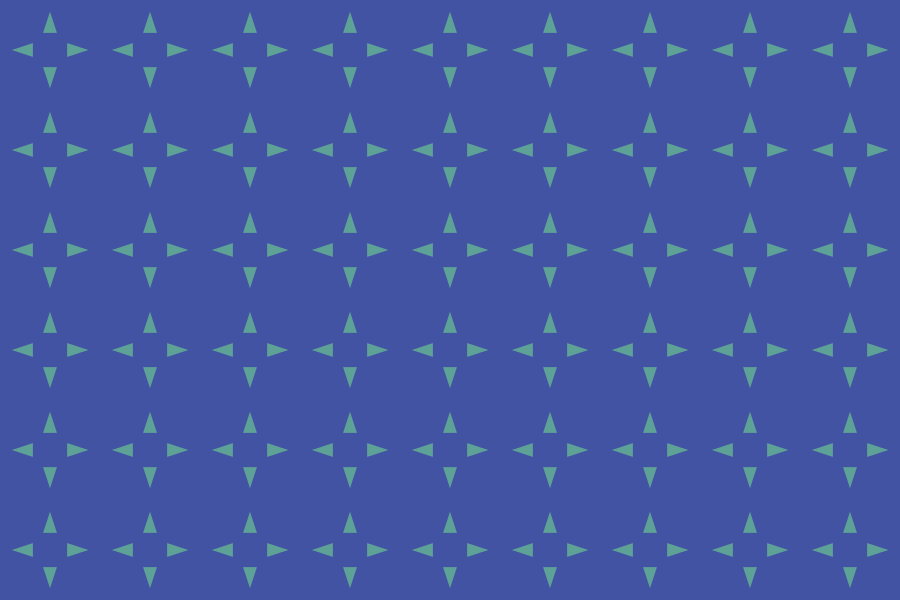 青い背景に繰り返し描かれる幾何学模様。