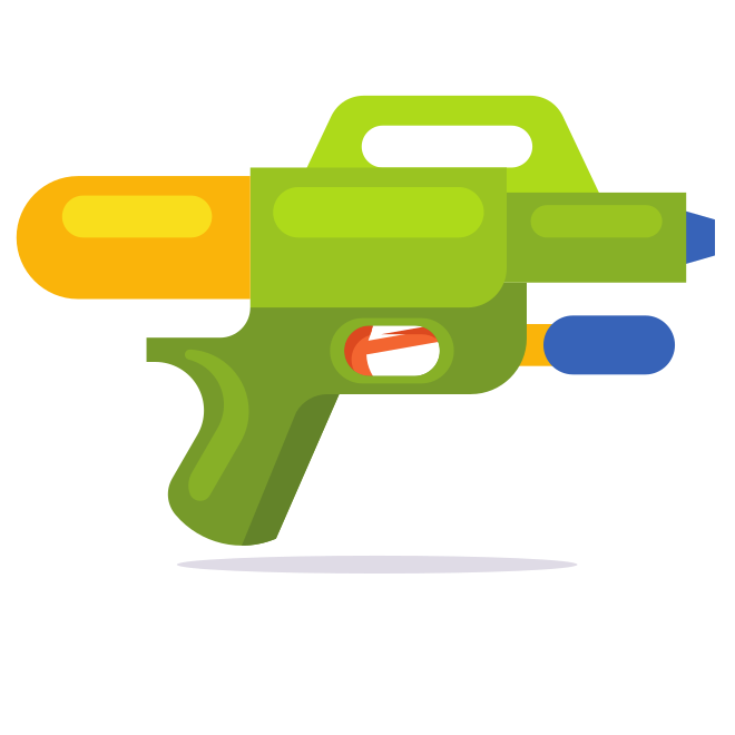 Mainan pistol mainan pistol air hijau dan oranye