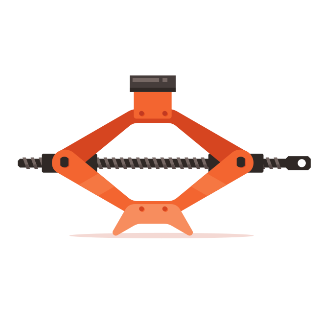 Orange scissor jack on a white background