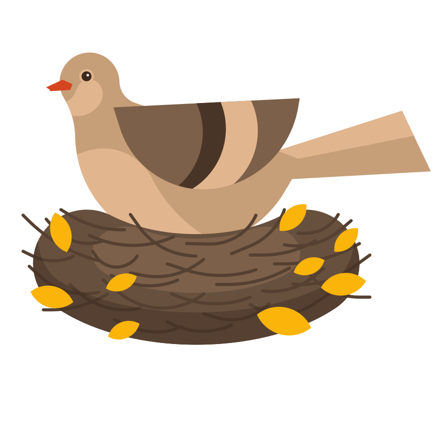 A bird rests in a cozy nest.