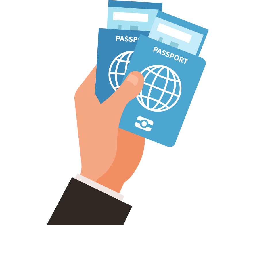 Tenere per mano due passaporti e carte d'imbarco