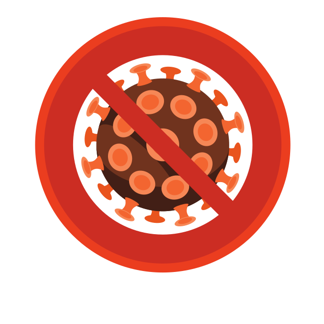 No coronavirus symbol with red prohibition sign