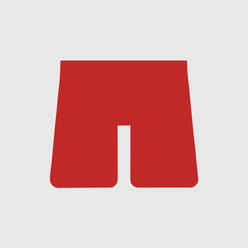 A simple red shorts graphic on a gray background