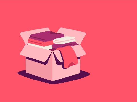 A box filled with neatly folded clothes.