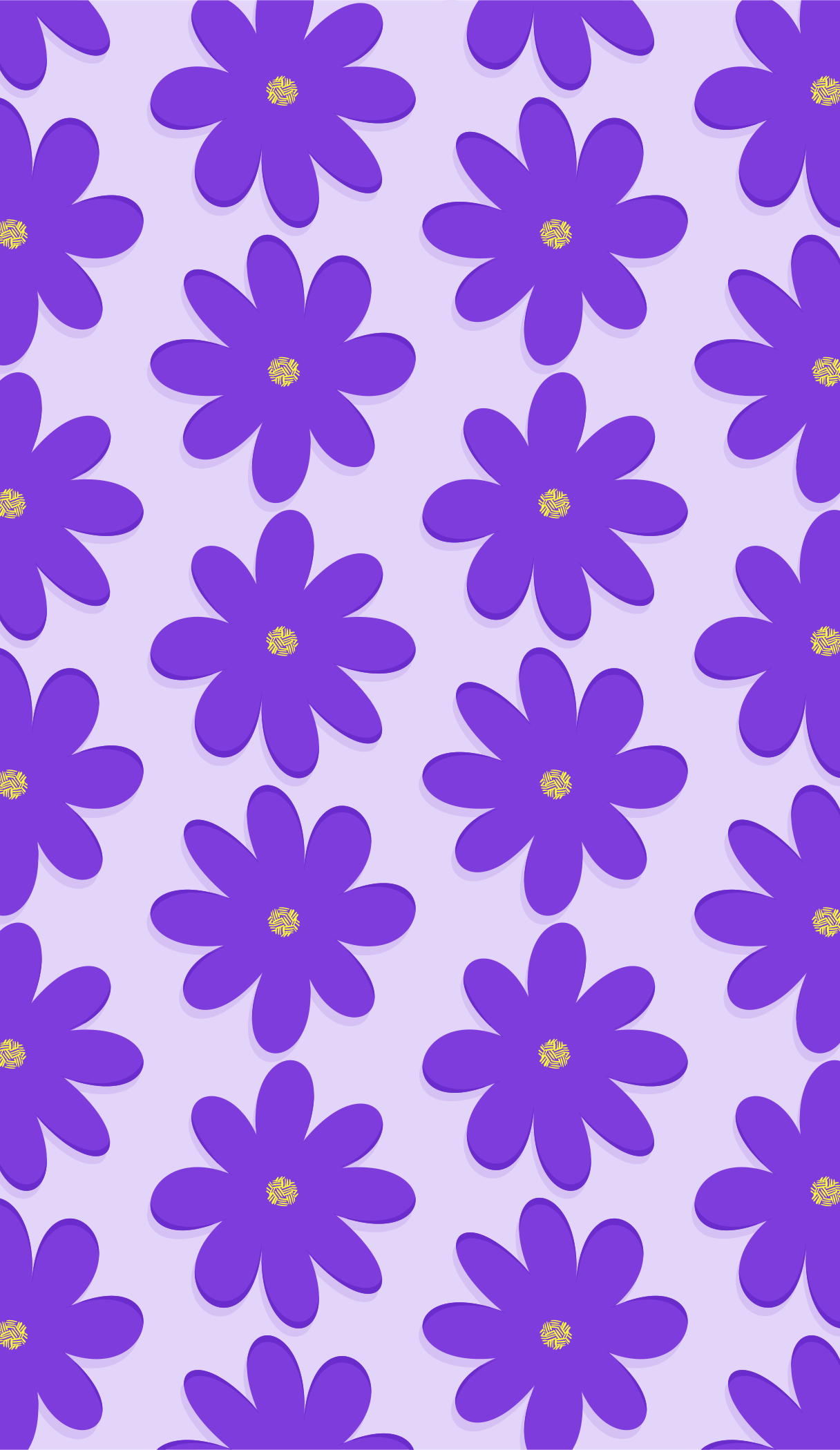 금색 바탕에 보라색 꽃들이 연한 보라색 배경 위에 중심을 두고 있습니다