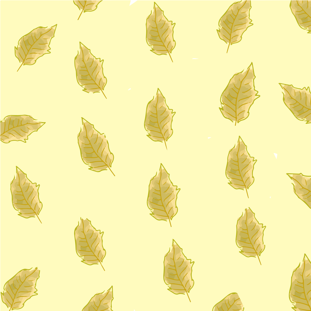 Hojas doradas dispersas sobre un fondo amarillo pálido.