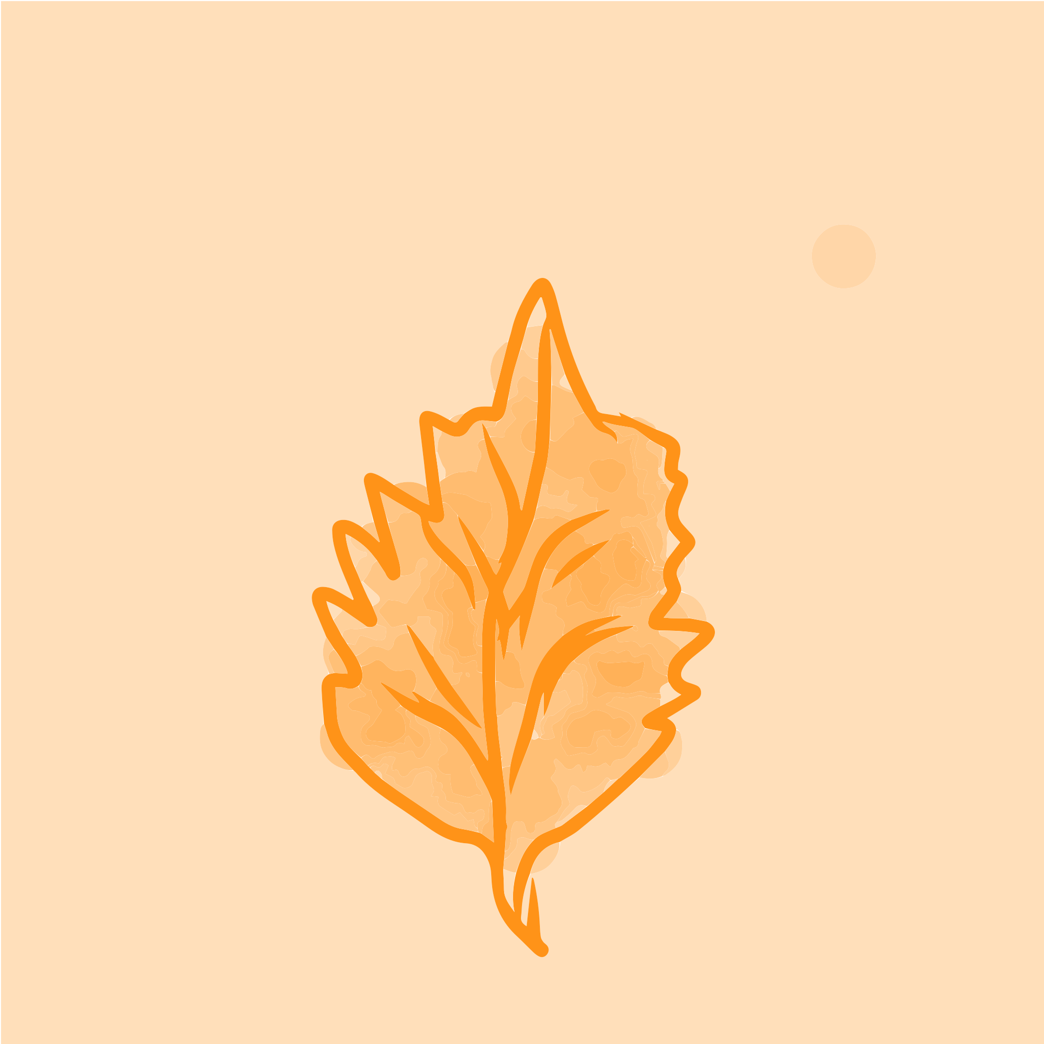 Una hoja naranja con fondo texturizado