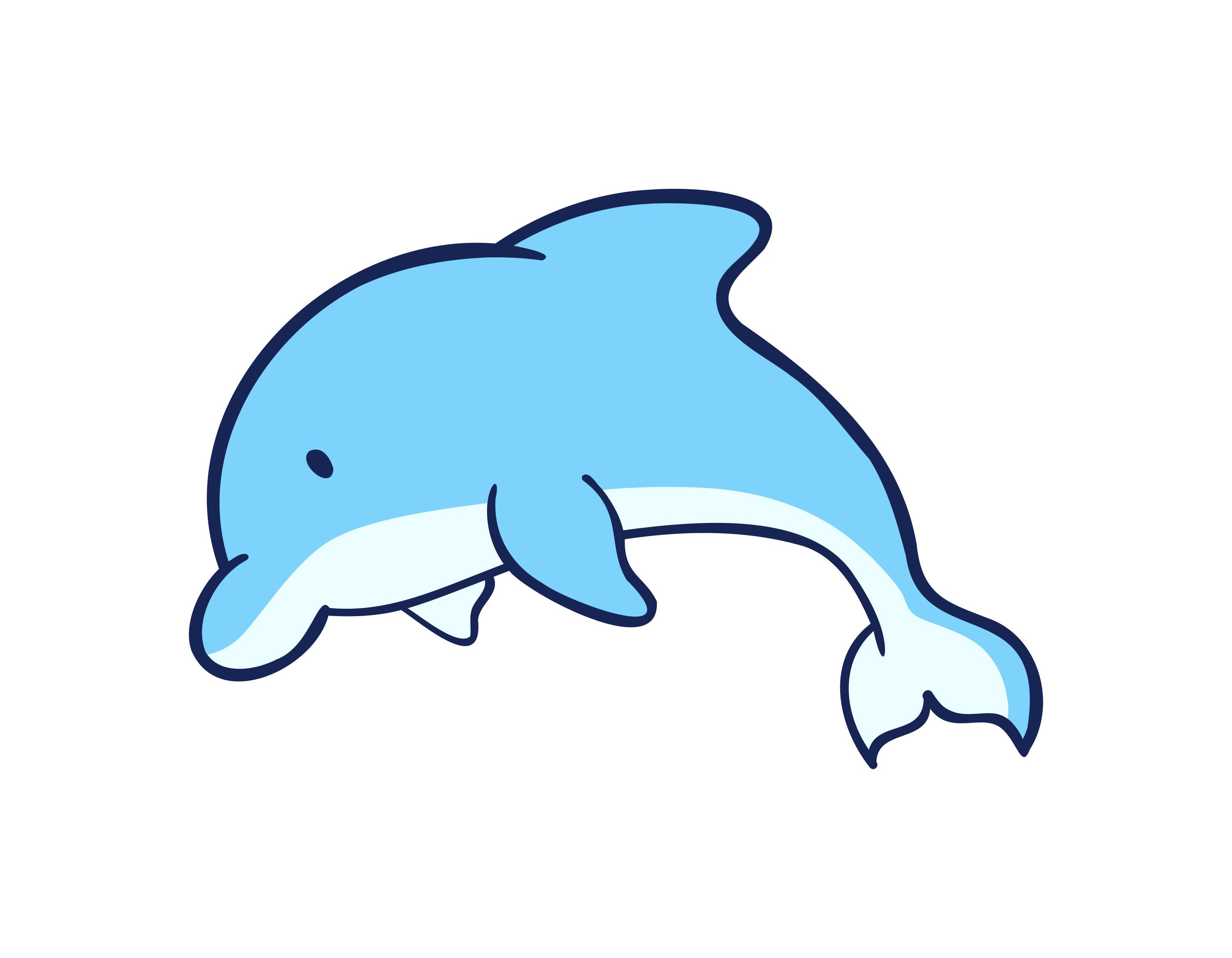 A cute cartoon dolphin jumping