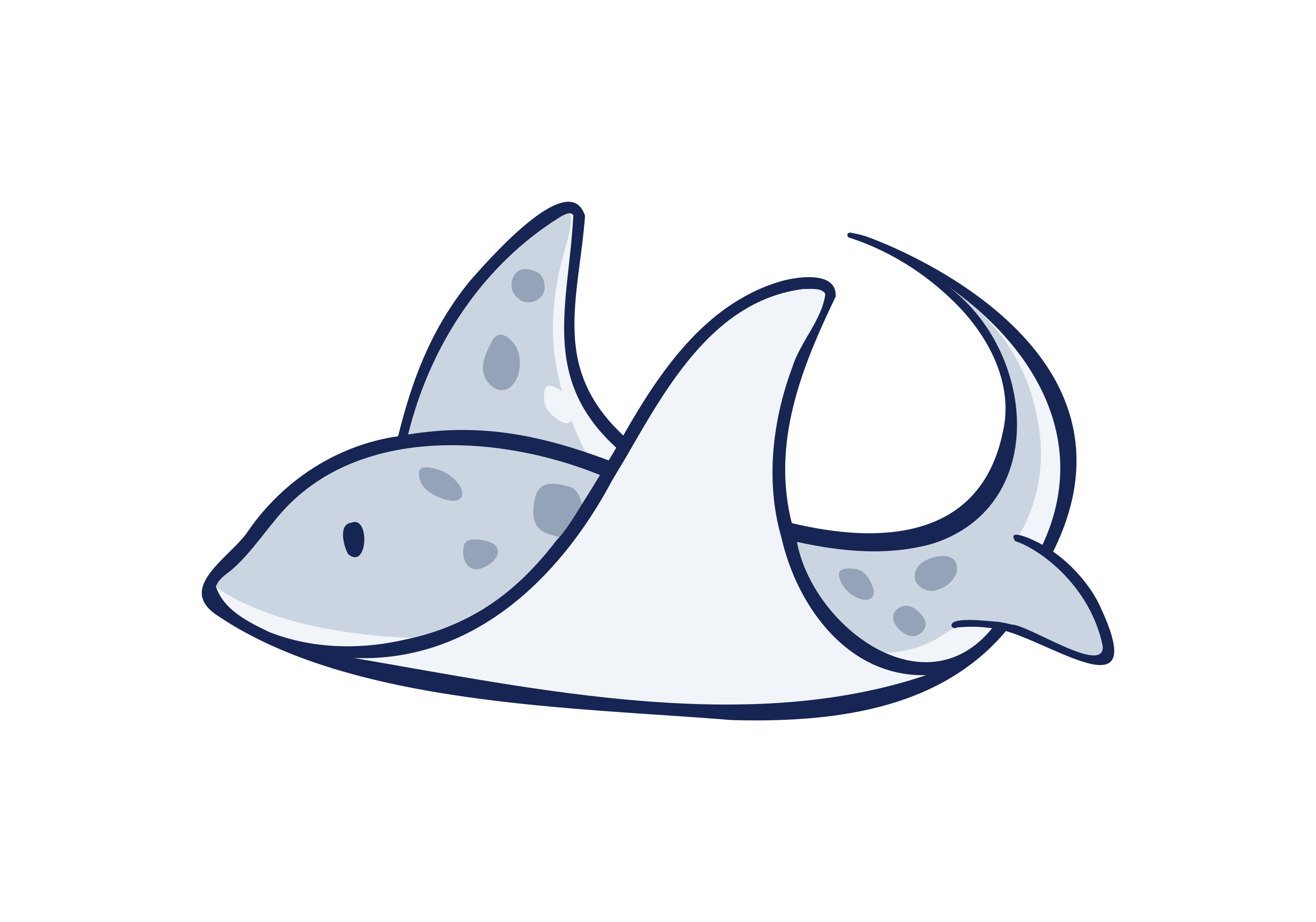 A cute cartoon stingray with gray spots