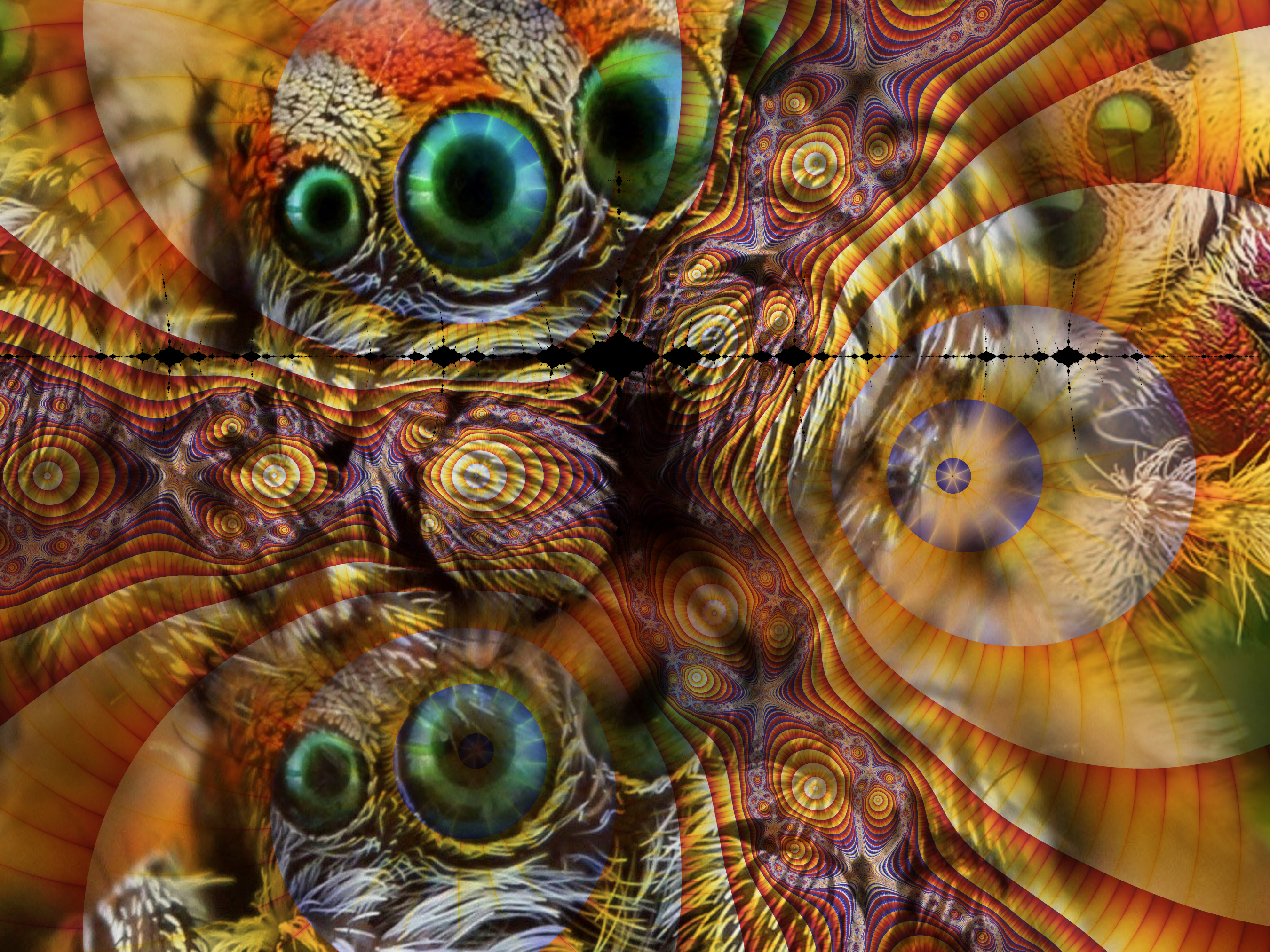 Art abstrait en gros plan des yeux et du pelage d’araignée