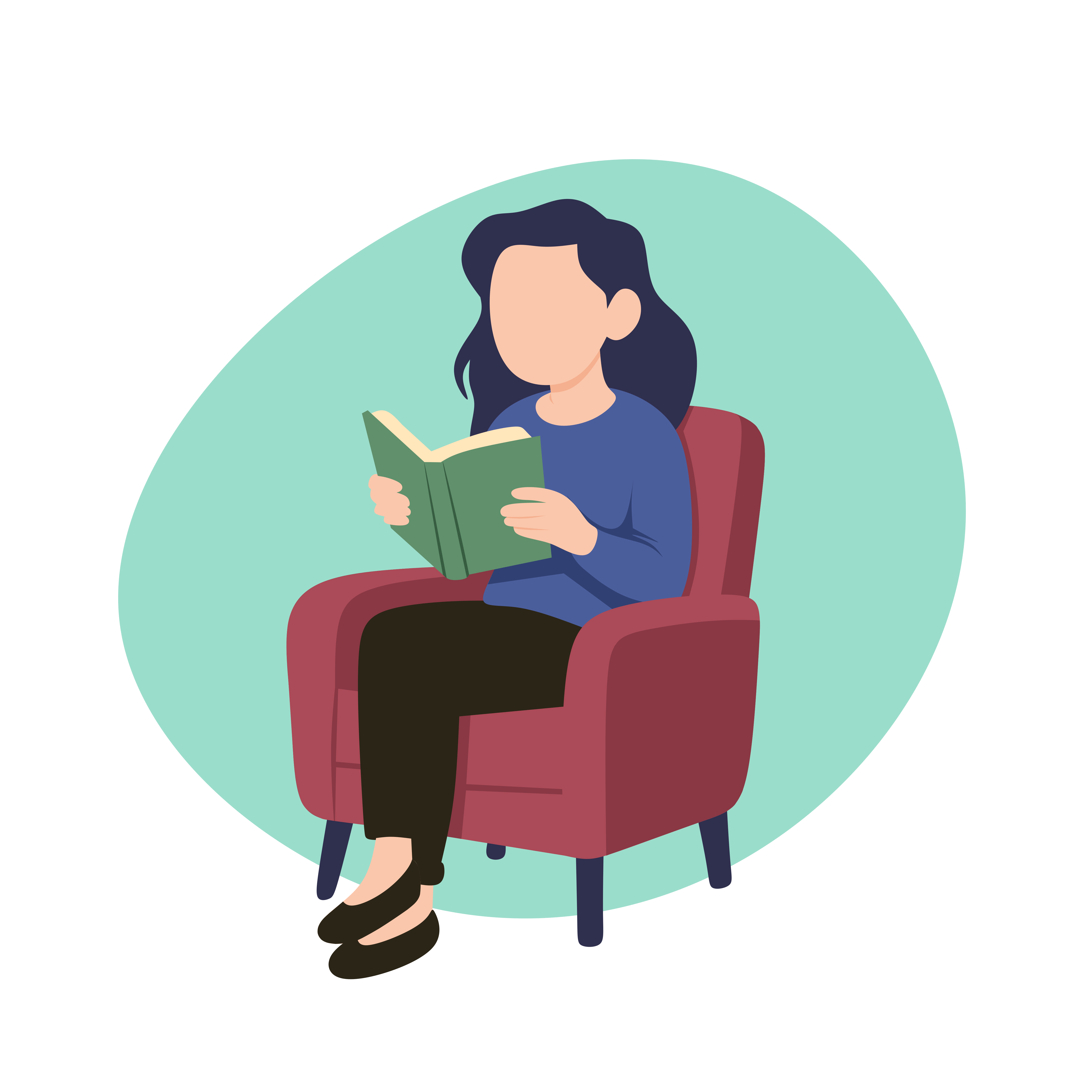 Una persona seduta su una sedia che legge un libro.