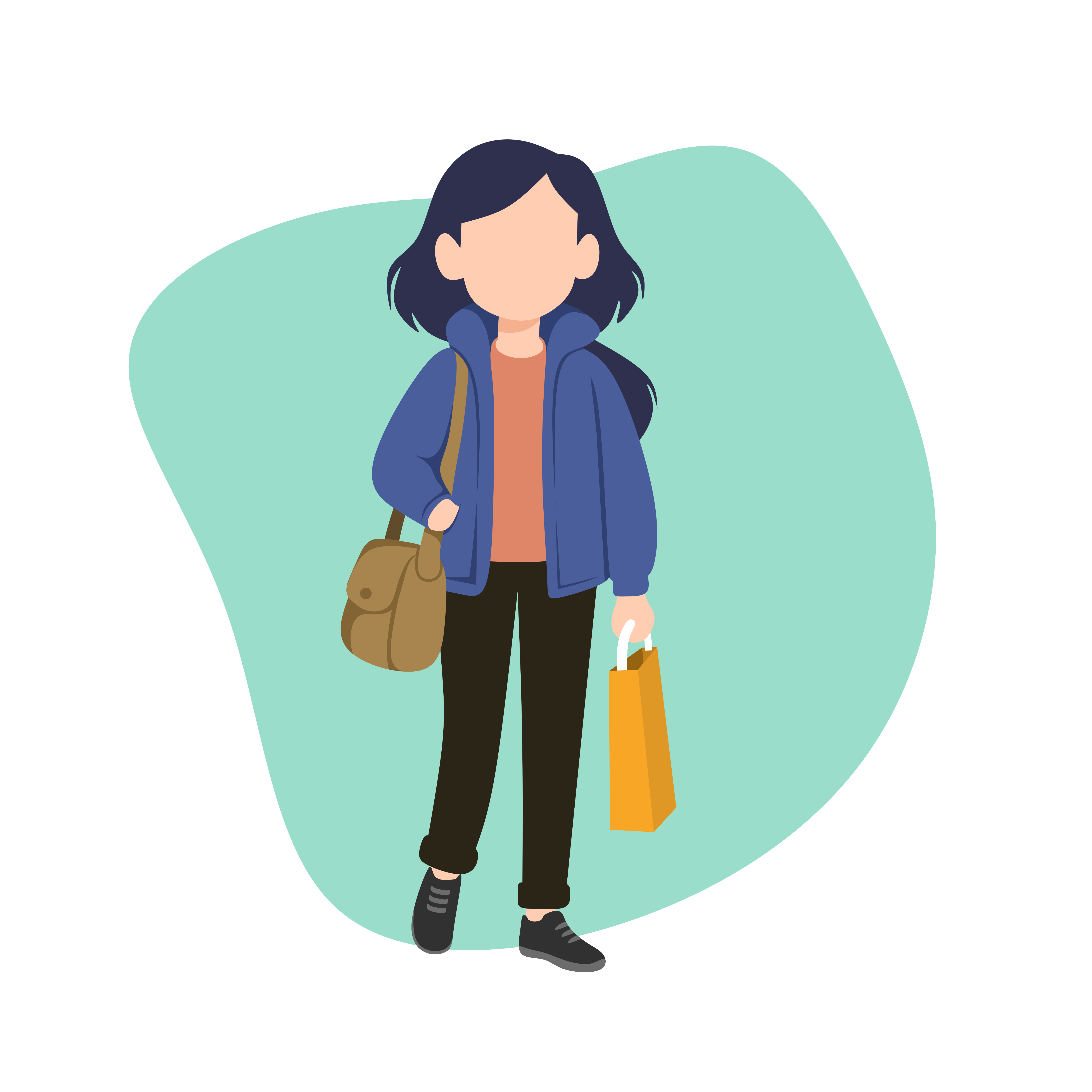 Una persona con una bolsa y una bolsa de la compra