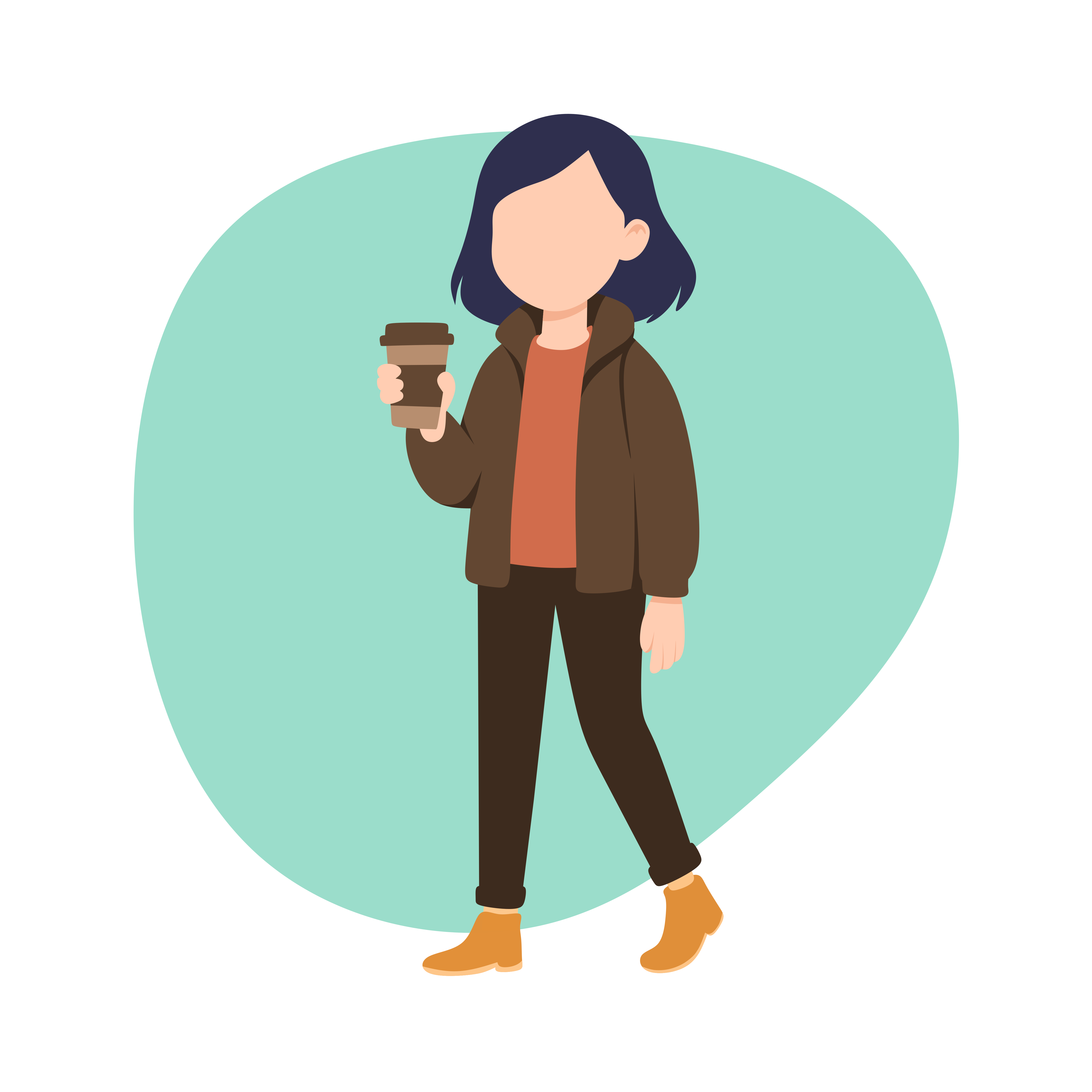Una persona che tiene una tazza di caffè si avvicina.