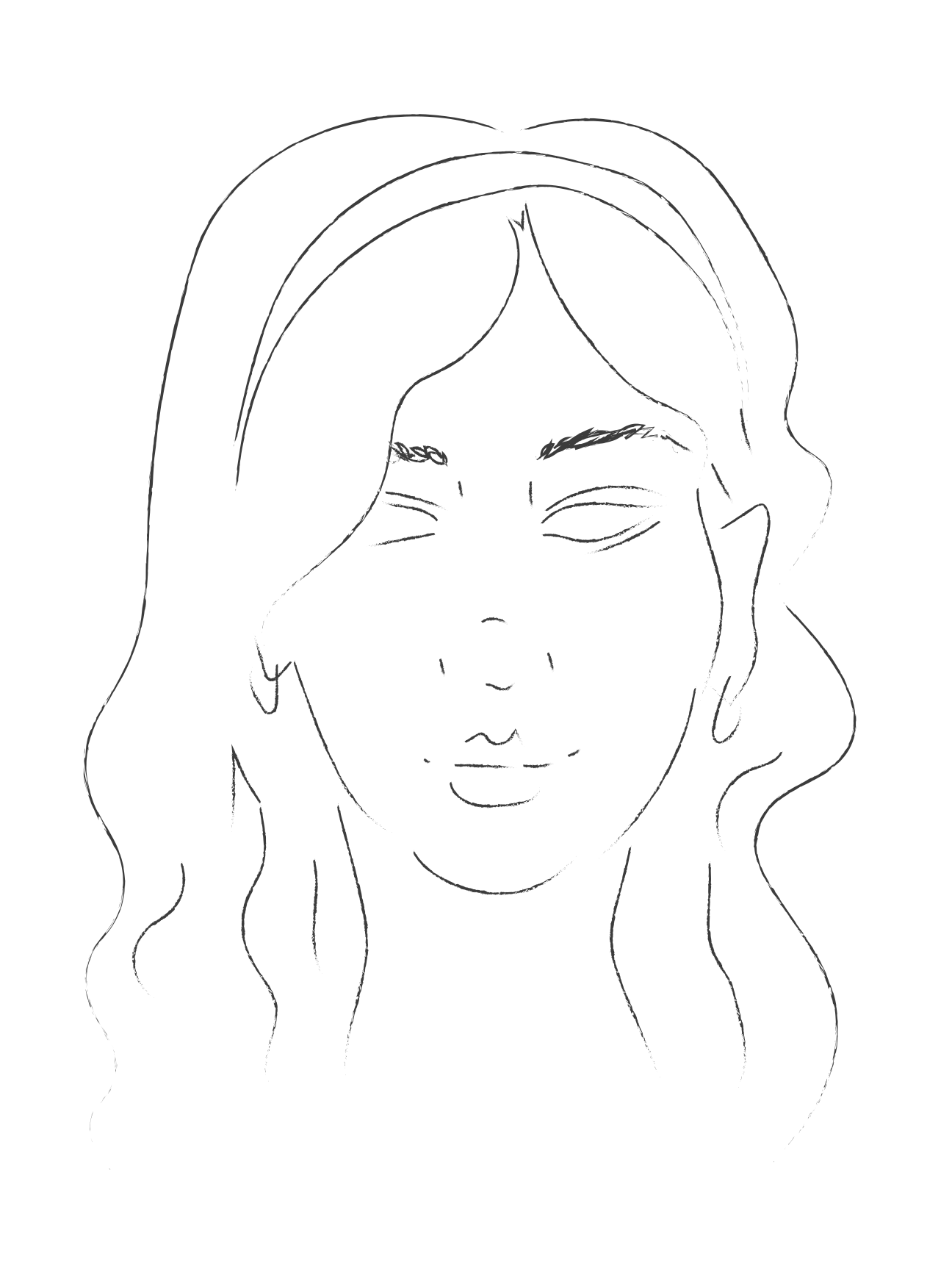 Minimalist line drawing of a woman's face