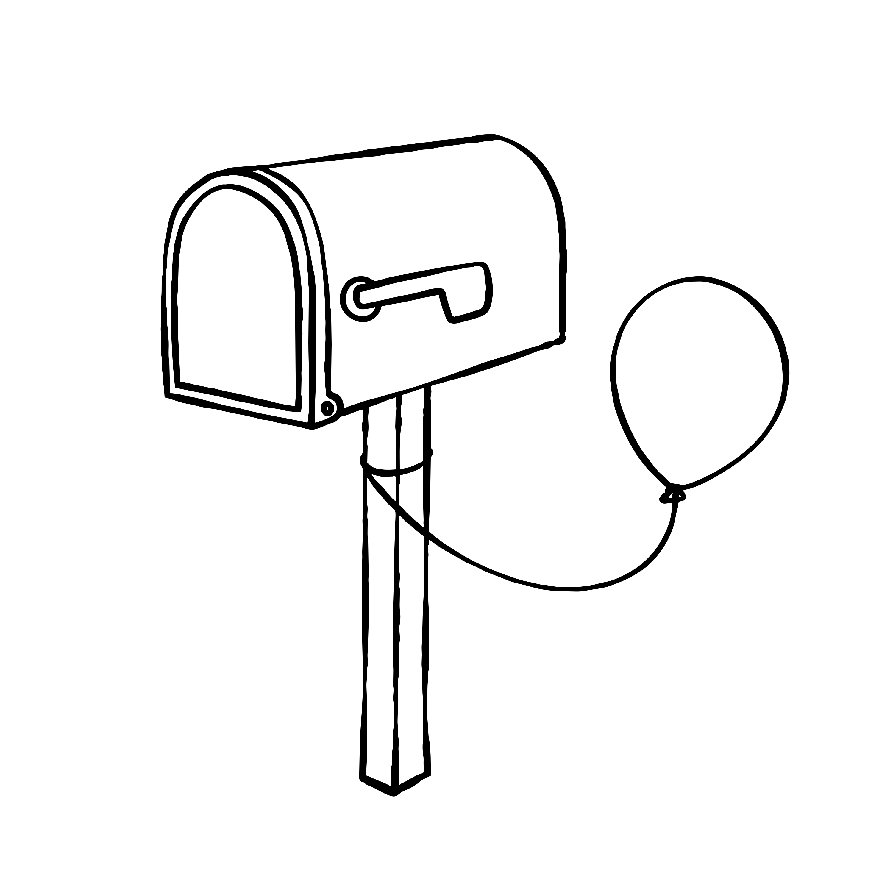 Boîte aux lettres avec un ballon attaché à son poteau