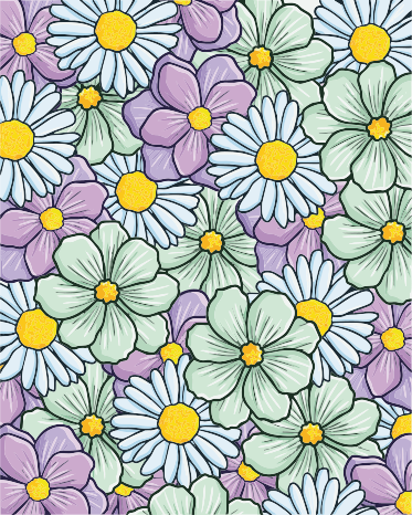 A pattern of pastel colored flowers