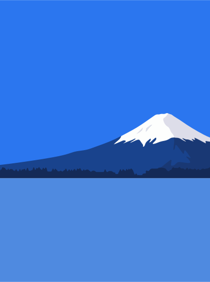 雪を頂いた山が森と水の上にそびえ立つ