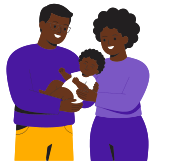 A mother and father holding their newborn baby.