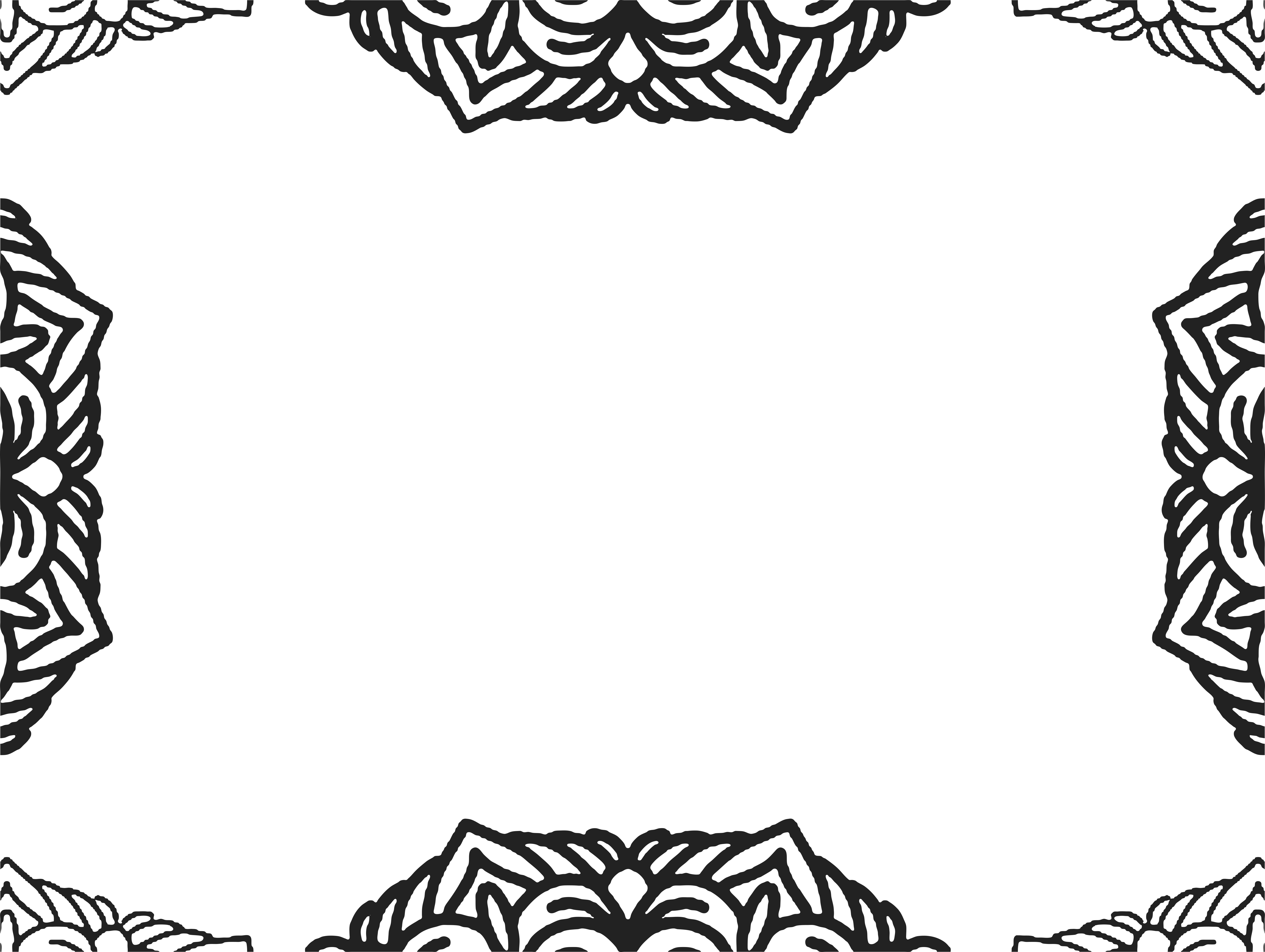Schwarz-weißes Mandala-Muster auf weißem Hintergrund