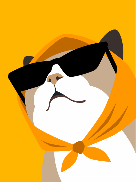 Chat portant des lunettes de soleil et un foulard