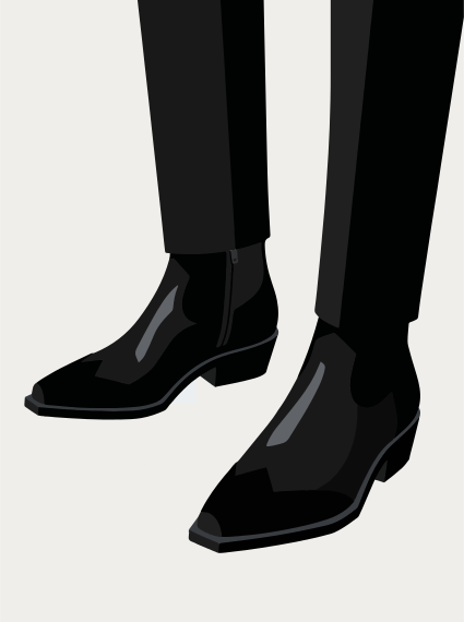 Botas negras de cuero con punta y pantalones