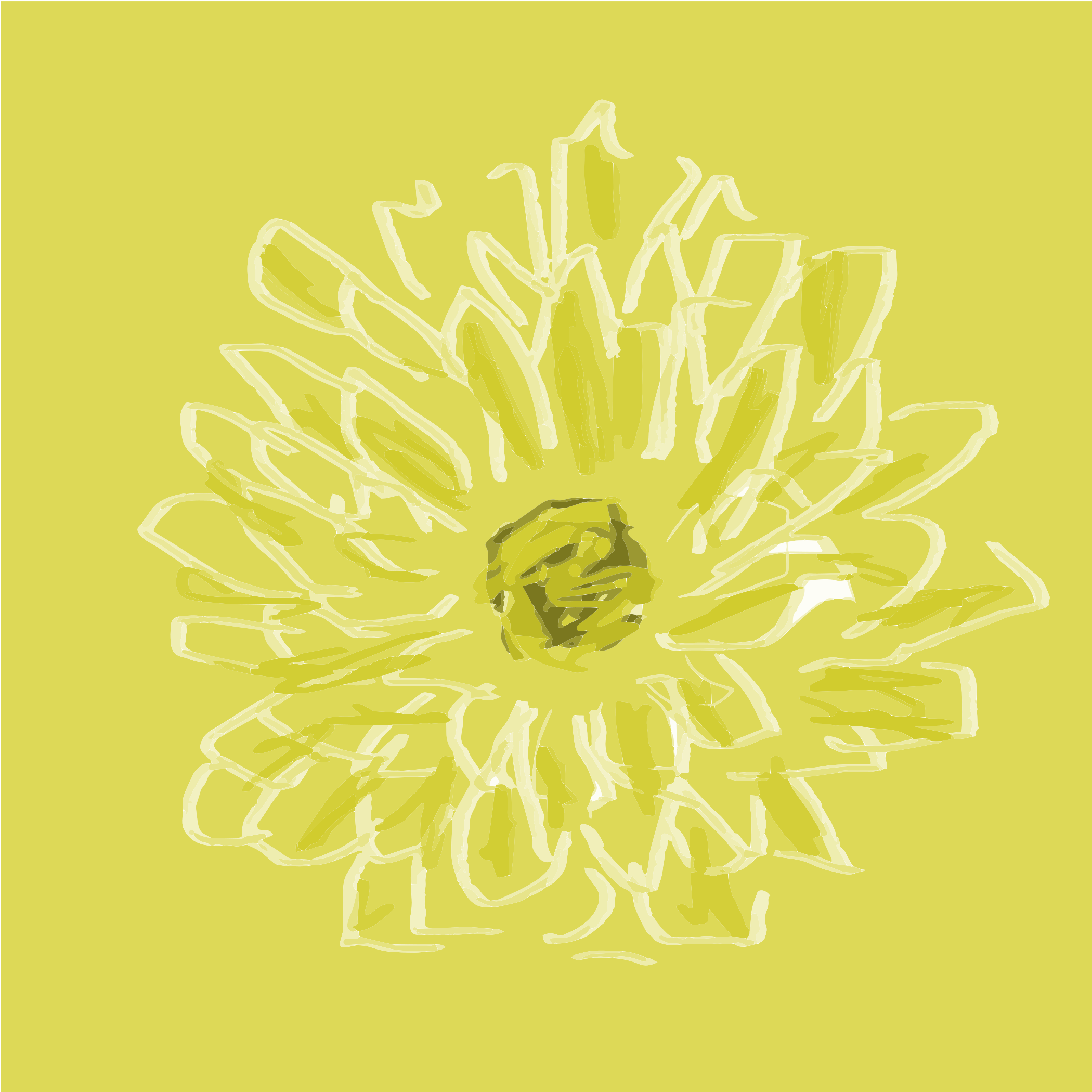 Eine stilisierte gelbe Blume auf gelbem Hintergrund