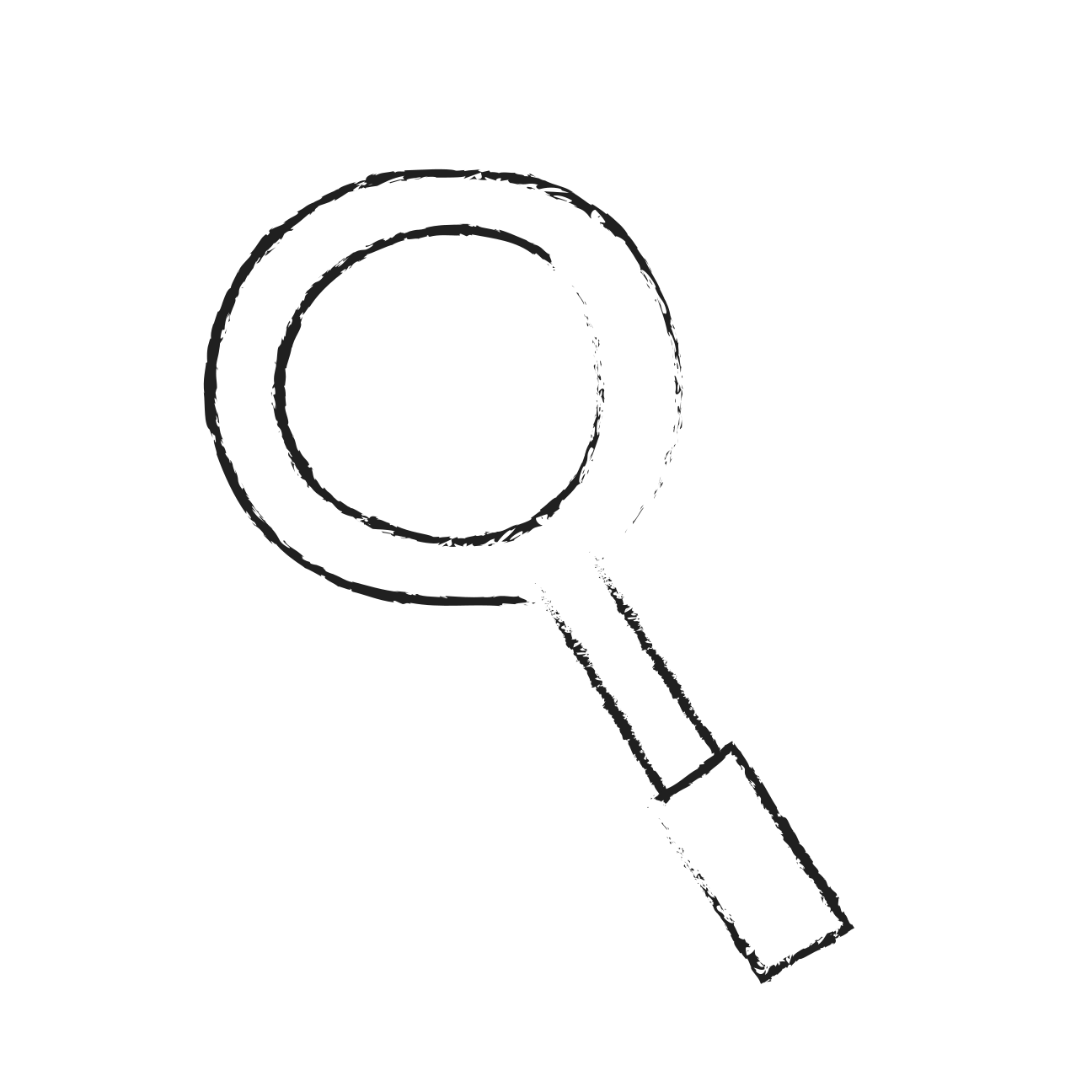 Un simple dessin au trait d’une loupe.