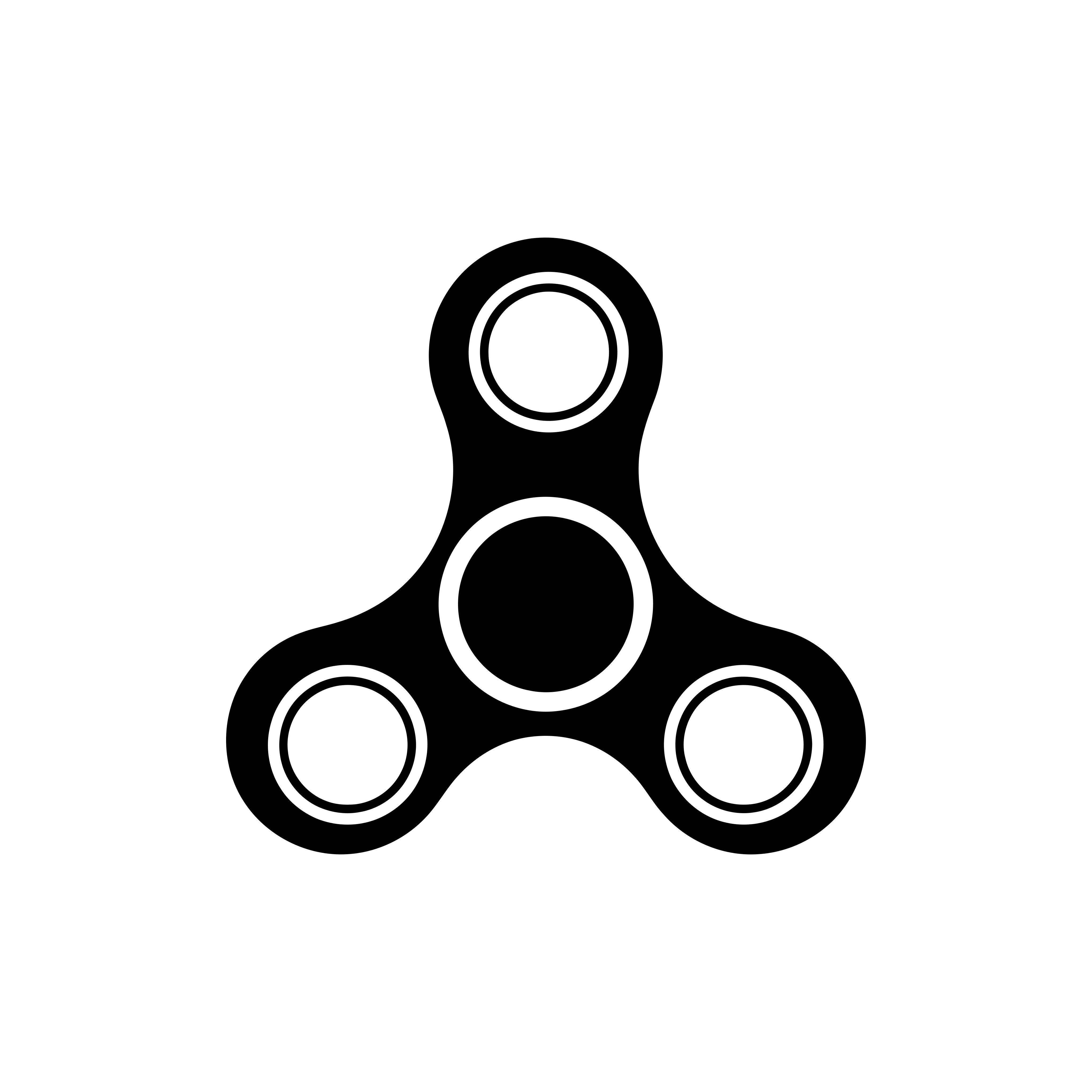 Un fidget spinner negro sobre fondo blanco