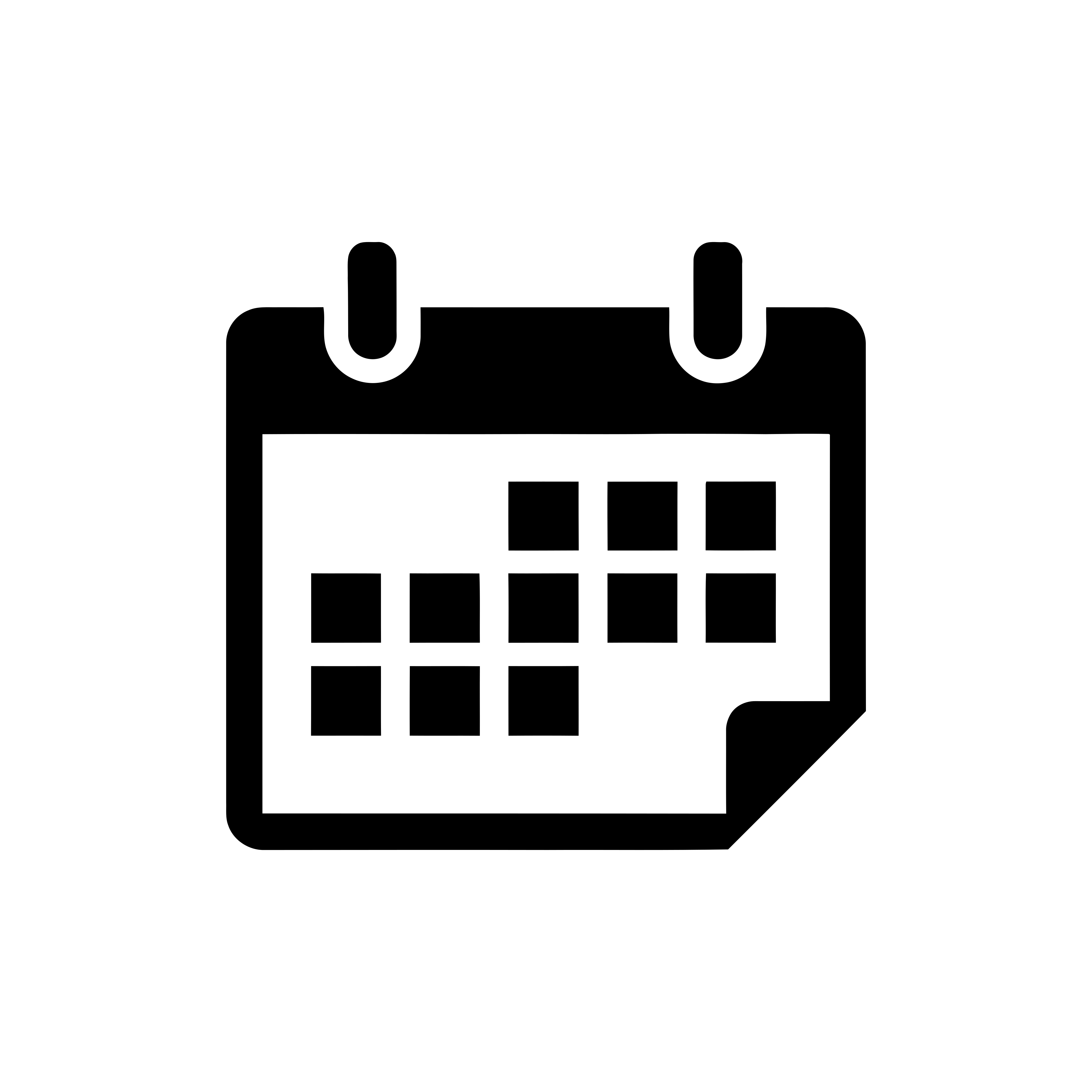 Une icône de calendrier en noir et blanc sur fond blanc.