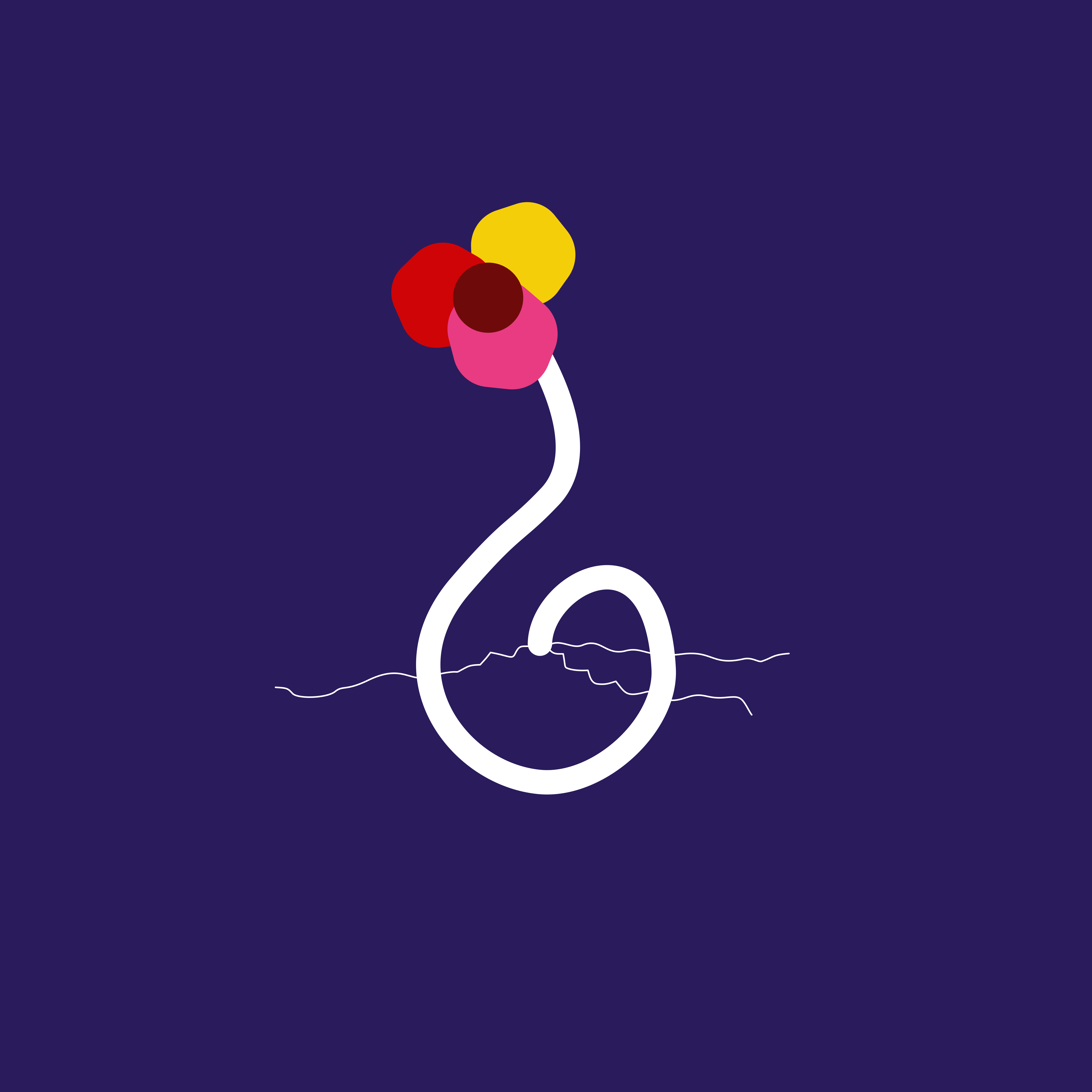 Abstrakte Blume mit bunten Blütenblättern auf lila Hintergrund