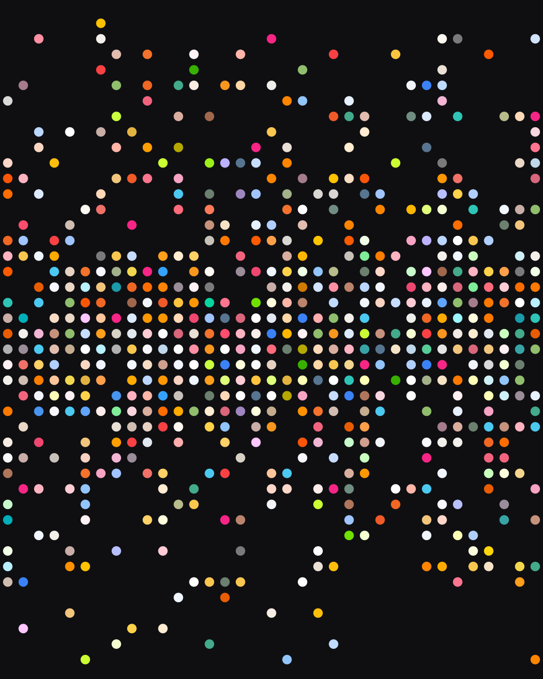 Patrón abstracto de puntos coloridos sobre fondo negro