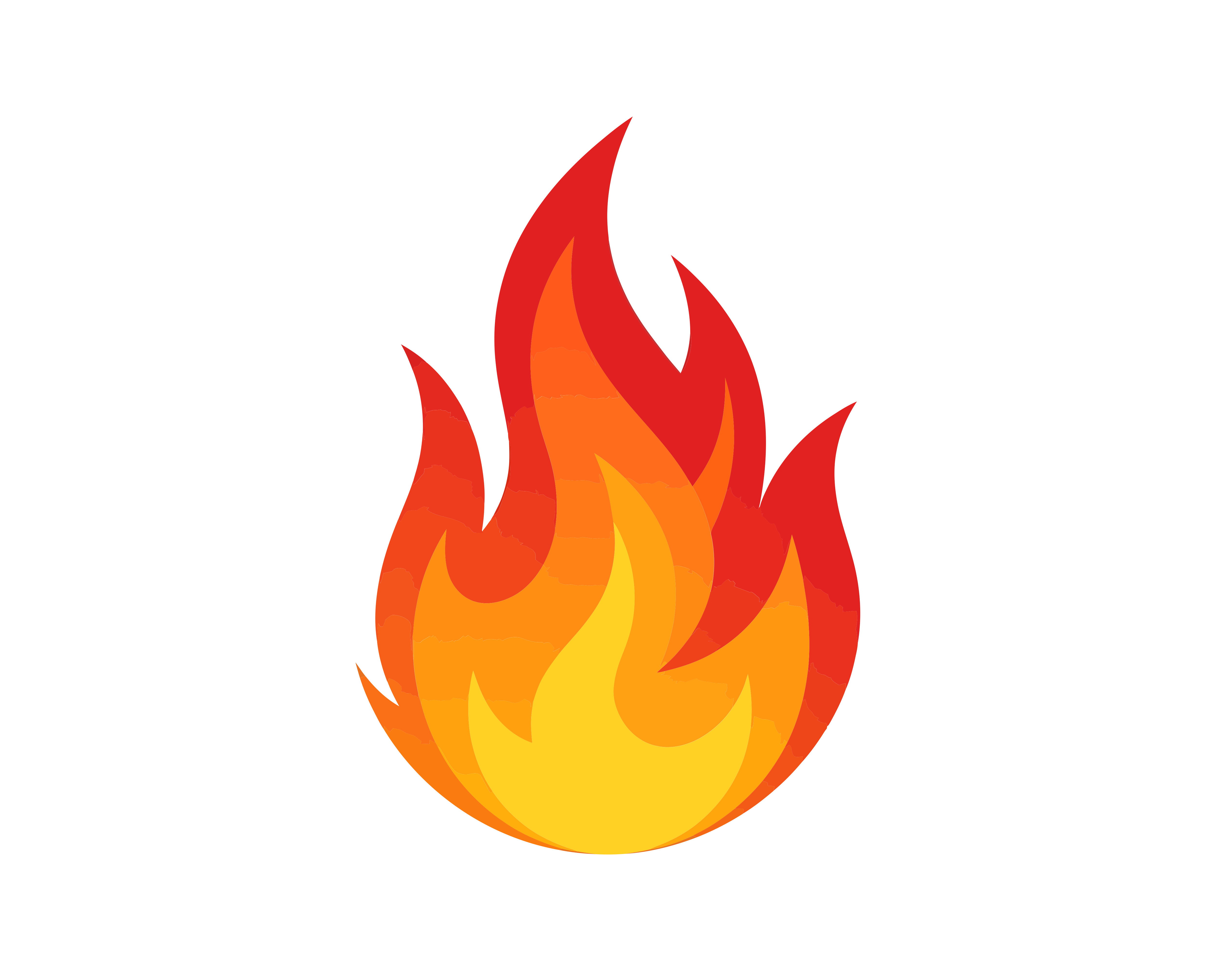 Una grafica stilizzata di una fiamma arancione brillante e gialla.