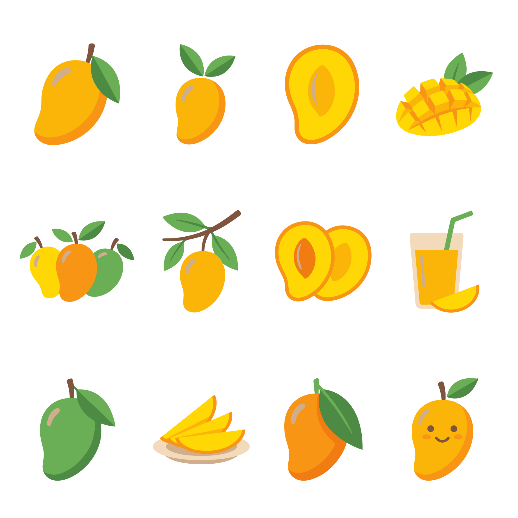 Raccolta di mango in varie forme e preparati.
