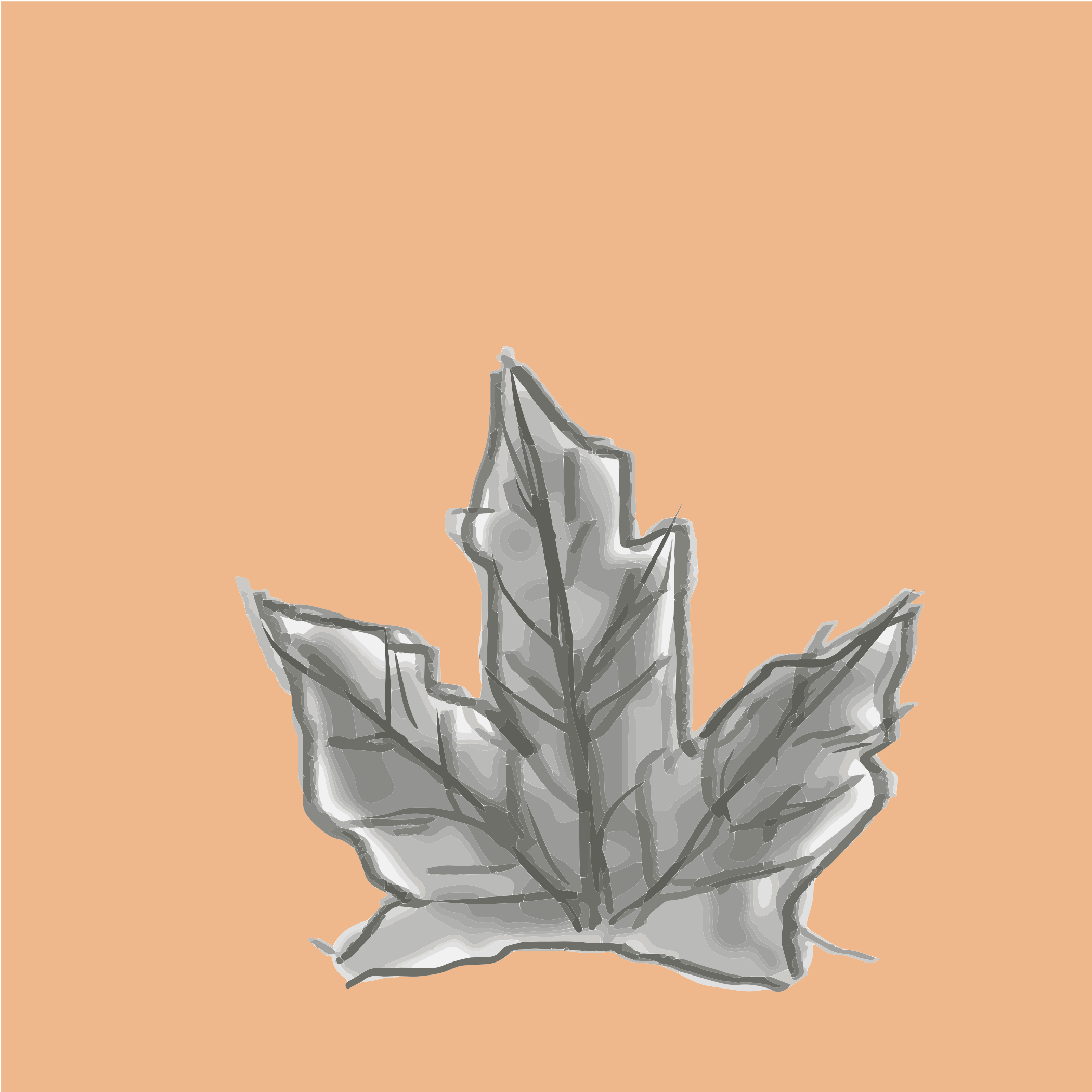 Sketsa daun maple dengan latar belakang oranye
