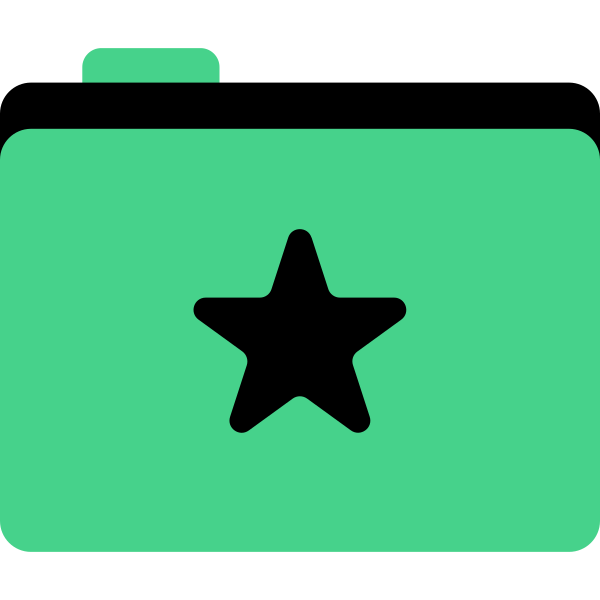 Grüner Ordner mit schwarzem Sternsymbol