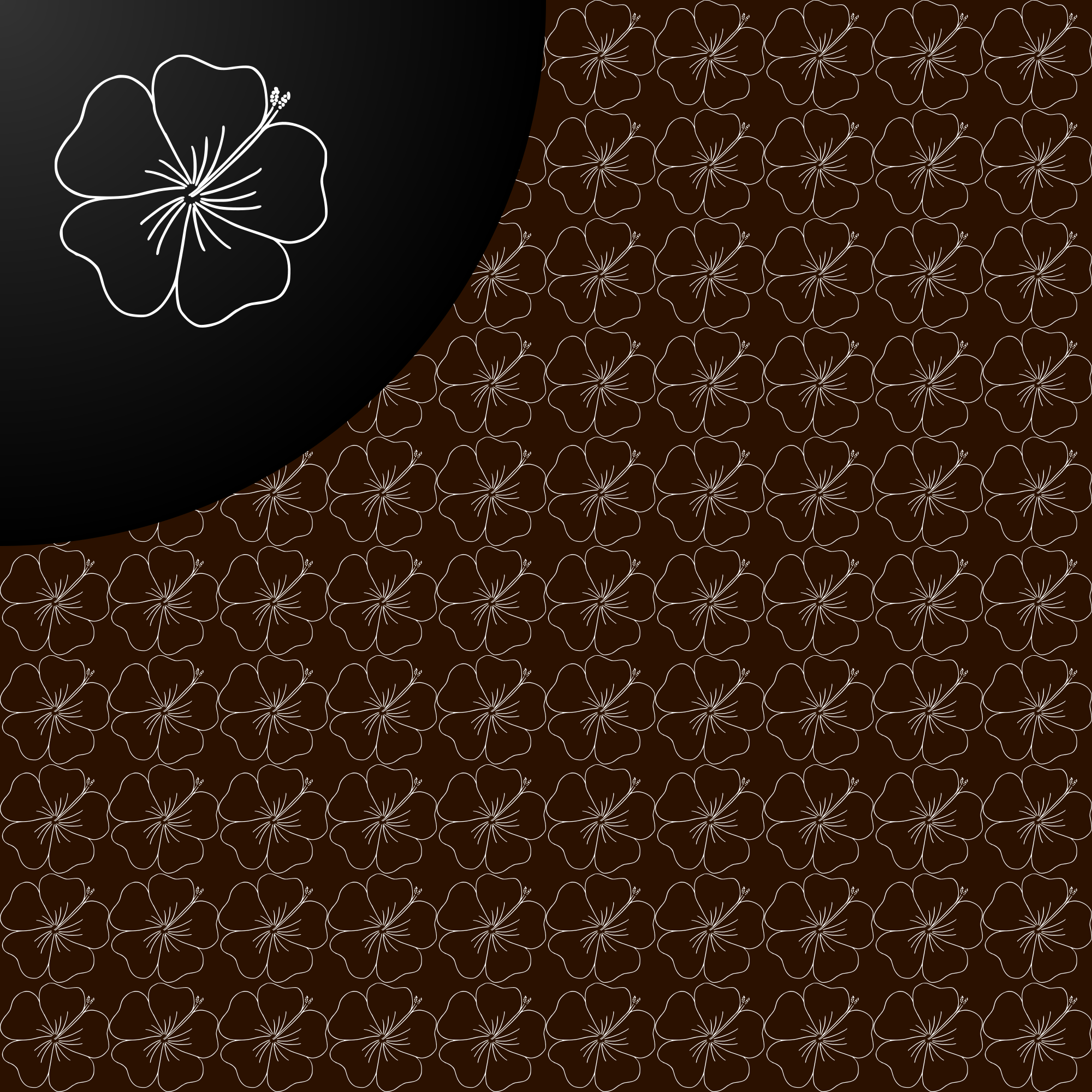 Ein dunkelbrauner Hintergrund mit einem sich wiederholenden Blumenmuster.