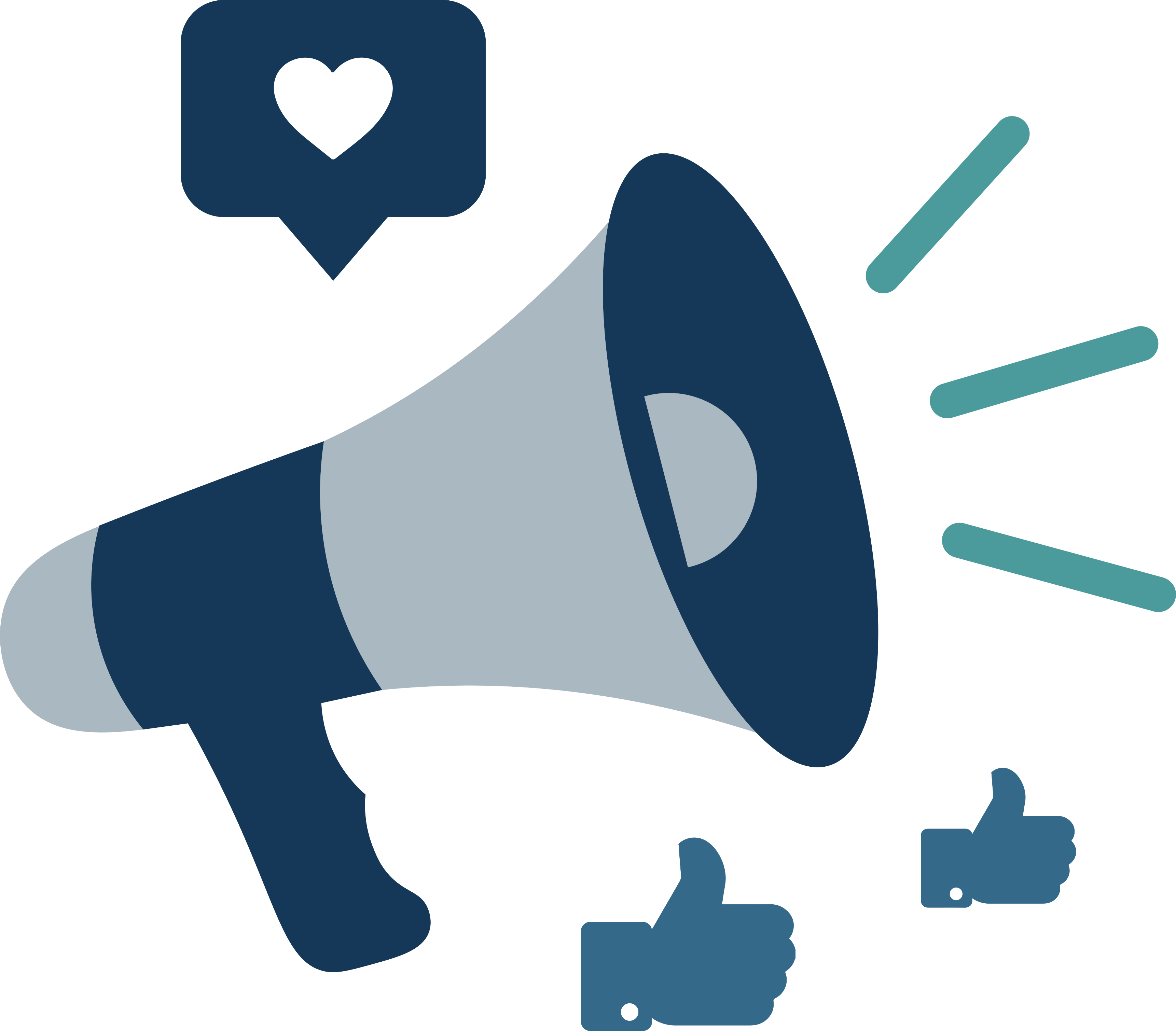 Ein Megafon mit Social-Media-Engagement-Symbolen.